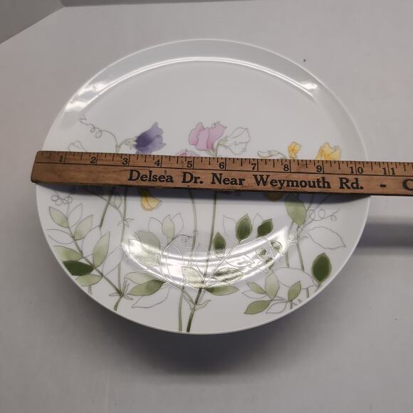 Tivoli By Shafford Pedestal Cake Stand Sweet Pea Pattern 1985 Floral Garden 80s - Picture 6 of 7